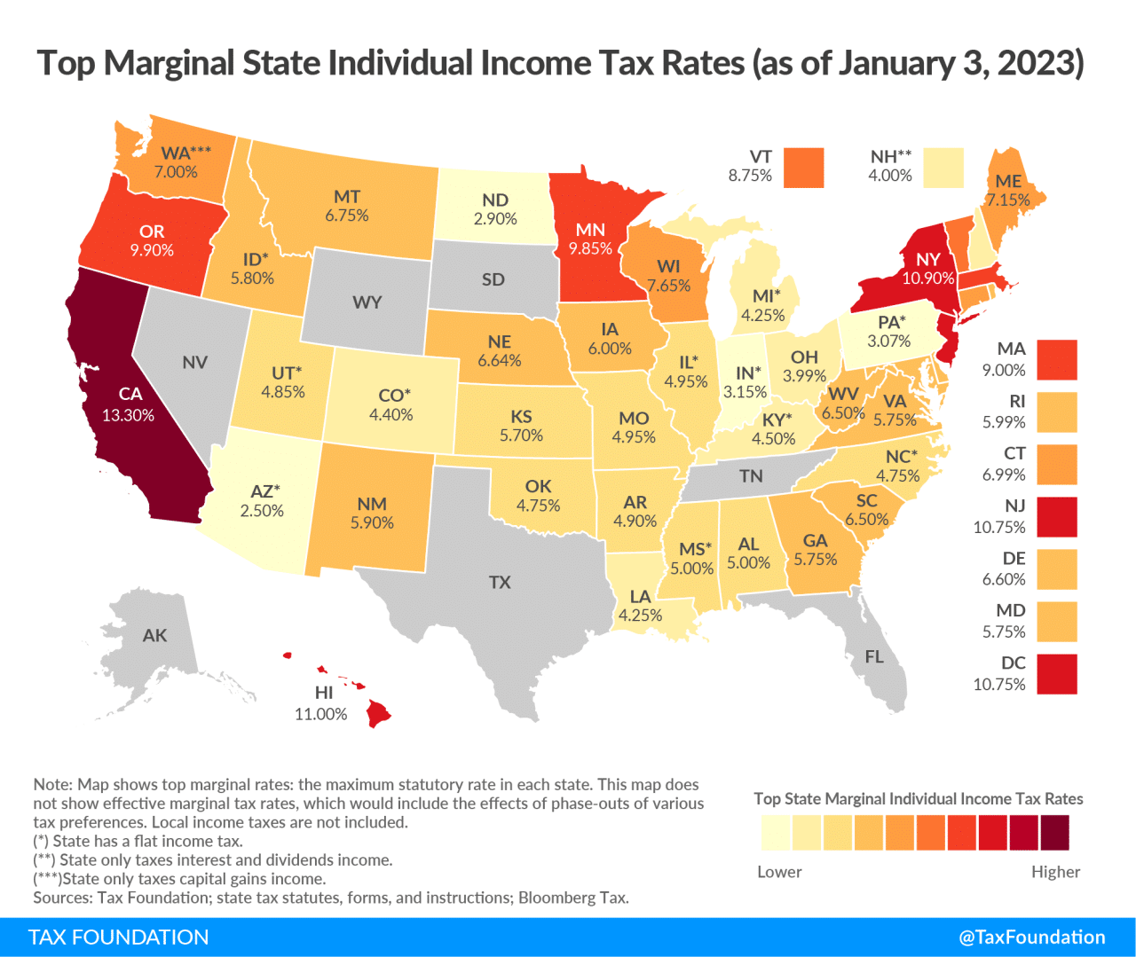 Income tax brackets for October 2024 by state