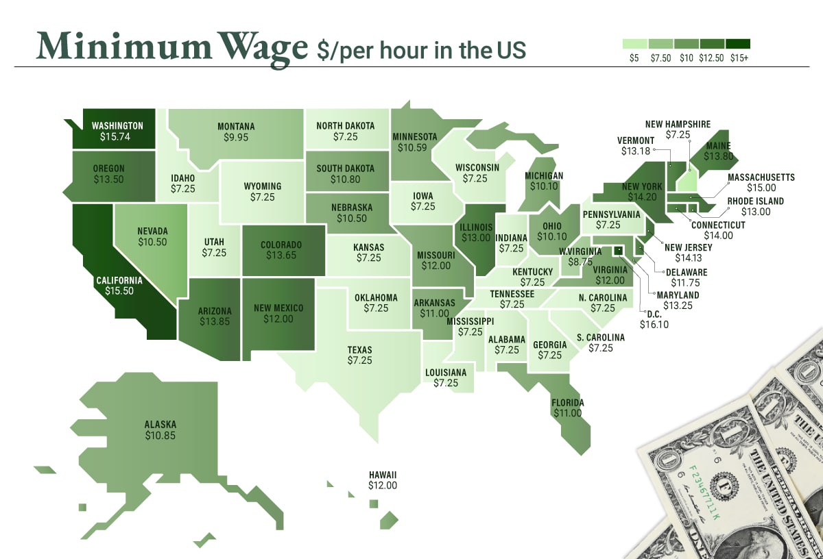 What is the minimum wage in California in October 2024